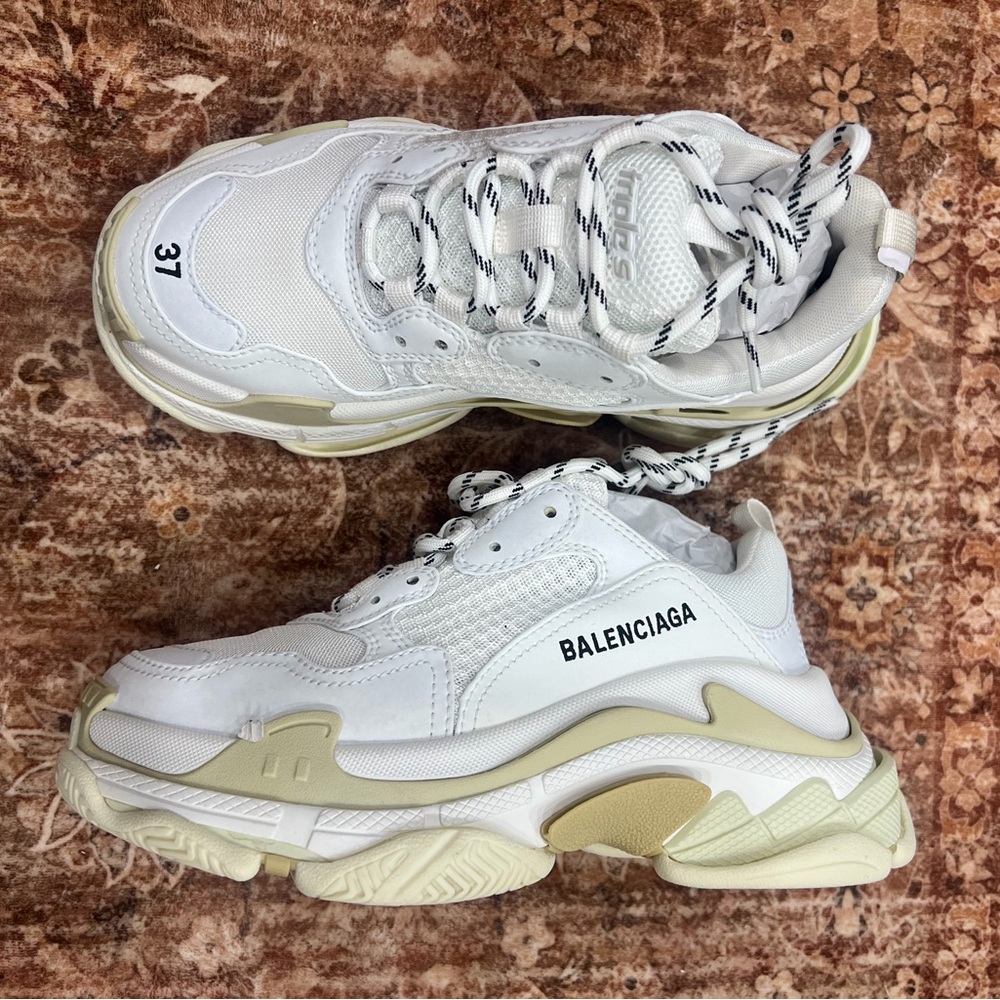 Balenciaga TRIPLE S White and Cream Sneakers